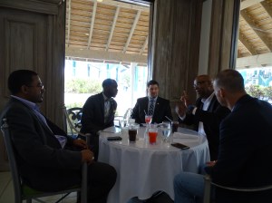 Round table discussion w/ Amb. Dr. Clyde Rivers, Reuben Egolf, Dr. Brian Williams, and Dr. Horton in Nassau, Bahamas